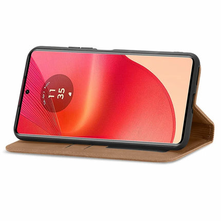 For Motorola Moto G35 5G Case Skin Touch Feeling Card Slot Leather Phone Cover Stand Magnetic Absorption