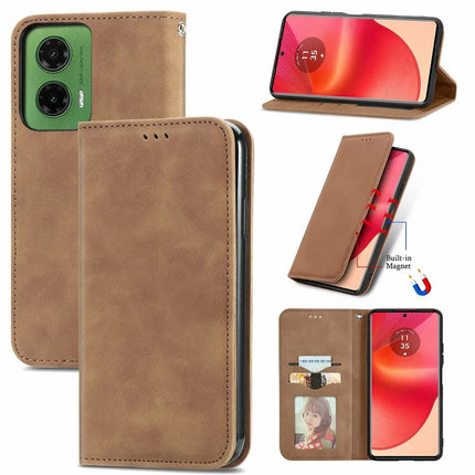 For Motorola Moto G35 5G Case Skin Touch Feeling Card Slot Leather Phone Cover Stand Magnetic Absorption