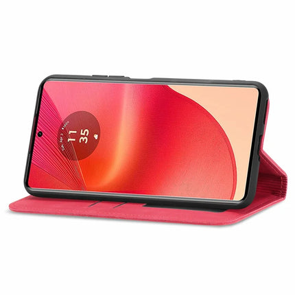 For Motorola Moto G35 5G Case Skin Touch Feeling Card Slot Leather Phone Cover Stand Magnetic Absorption
