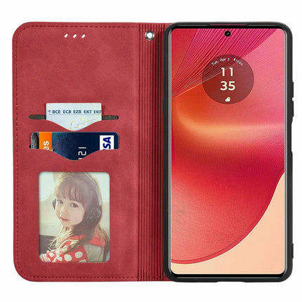 For Motorola Moto G35 5G Case Skin Touch Feeling Card Slot Leather Phone Cover Stand Magnetic Absorption