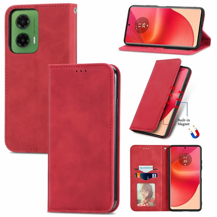 For Motorola Moto G35 5G Case Skin Touch Feeling Card Slot Leather Phone Cover Stand Magnetic Absorption