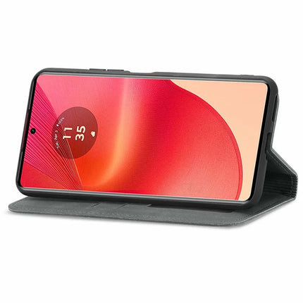 For Motorola Moto G35 5G Case Skin Touch Feeling Card Slot Leather Phone Cover Stand Magnetic Absorption