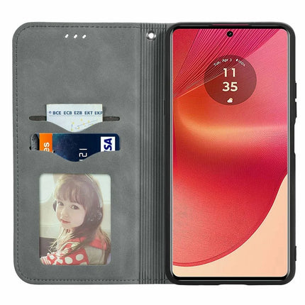 For Motorola Moto G35 5G Case Skin Touch Feeling Card Slot Leather Phone Cover Stand Magnetic Absorption