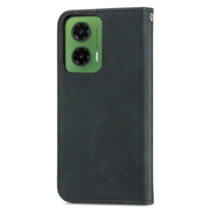 For Motorola Moto G35 5G Case Skin Touch Feeling Card Slot Leather Phone Cover Stand Magnetic Absorption