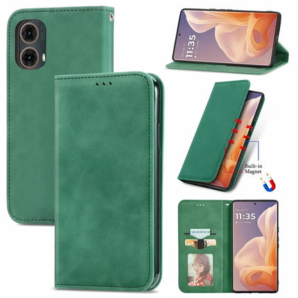 For Motorola Moto G45 5G Case Skin Touch Feeling Card Slot Leather Phone Cover Stand Magnetic Absorption