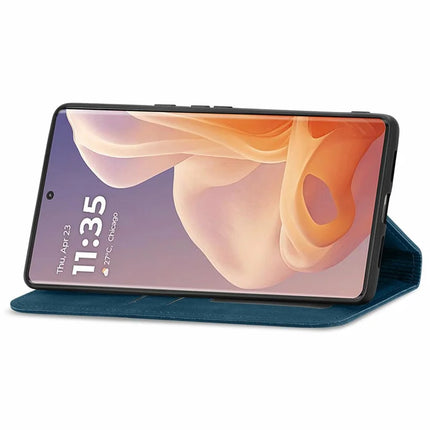For Motorola Moto G45 5G Case Skin Touch Feeling Card Slot Leather Phone Cover Stand Magnetic Absorption