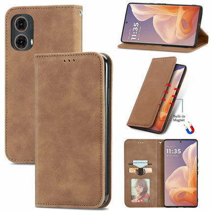 For Motorola Moto G45 5G Case Skin Touch Feeling Card Slot Leather Phone Cover Stand Magnetic Absorption