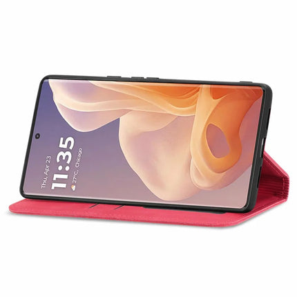 For Motorola Moto G45 5G Case Skin Touch Feeling Card Slot Leather Phone Cover Stand Magnetic Absorption