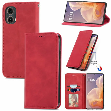 For Motorola Moto G45 5G Case Skin Touch Feeling Card Slot Leather Phone Cover Stand Magnetic Absorption