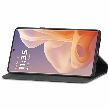 For Motorola Moto G45 5G Case Skin Touch Feeling Card Slot Leather Phone Cover Stand Magnetic Absorption