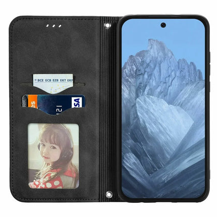 For Google Pixel 9 Pro XL Case Skin Touch Feeling Card Slot Leather Phone Cover Stand Magnetic Absorption