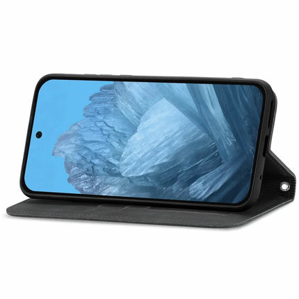 For Google Pixel 9 Pro XL Case Skin Touch Feeling Card Slot Leather Phone Cover Stand Magnetic Absorption
