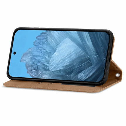 For Google Pixel 9 Pro XL Case Skin Touch Feeling Card Slot Leather Phone Cover Stand Magnetic Absorption