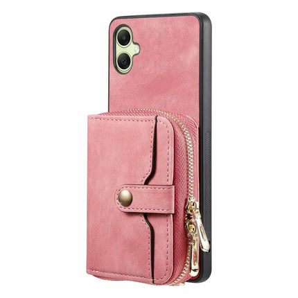 For Samsung Galaxy A06 Case Zipper Wallet Leather Phone Back Cover Kickstand with Shoulder Strap