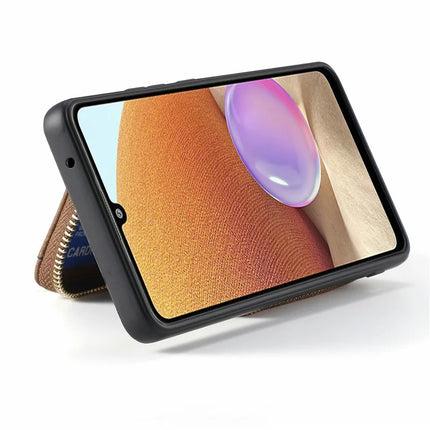 For Samsung Galaxy A06 Case Zipper Wallet Leather Phone Back Cover Kickstand with Shoulder Strap