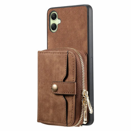 For Samsung Galaxy A06 Case Zipper Wallet Leather Phone Back Cover Kickstand with Shoulder Strap
