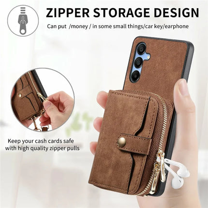 For Samsung Galaxy A16 5G  /  A16 4G Case Zipper Wallet Leather Phone Back Cover Kickstand with Shoulder Strap