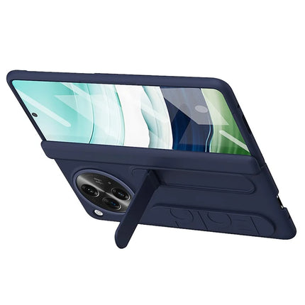For OnePlus Open Case Kickstand Wristband PC Phone Cover with Tempered Glass Film