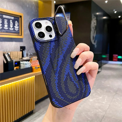 For iPhone 16 Pro Case Compatible with MagSafe Flame Pattern Hard PC Phone Cover with Lens Frame Kickstand