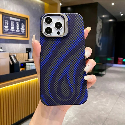 For iPhone 16 Pro Case Compatible with MagSafe Flame Pattern Hard PC Phone Cover with Lens Frame Kickstand