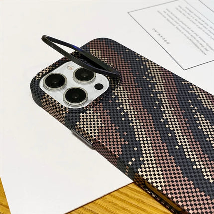 For iPhone 16 Pro Max Case Compatible with MagSafe Flame Pattern Hard PC Phone Cover with Lens Frame Kickstand