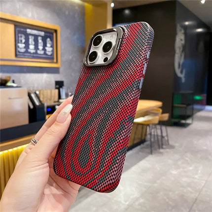 For iPhone 16 Pro Max Case Compatible with MagSafe Flame Pattern Hard PC Phone Cover with Lens Frame Kickstand
