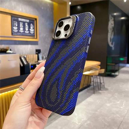 For iPhone 16 Pro Max Case Compatible with MagSafe Flame Pattern Hard PC Phone Cover with Lens Frame Kickstand