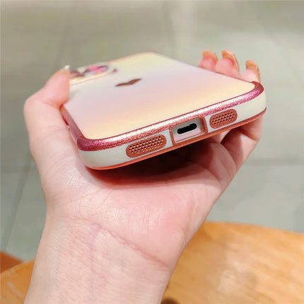 For iPhone 16 Pro Max Case Dazzling Design Electroplating Heart Pattern TPU Phone Cover