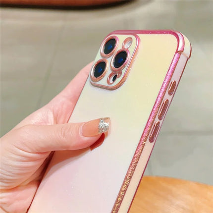 For iPhone 16 Pro Max Case Dazzling Design Electroplating Heart Pattern TPU Phone Cover