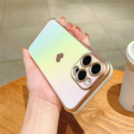 For iPhone 16 Pro Max Case Dazzling Design Electroplating Heart Pattern TPU Phone Cover