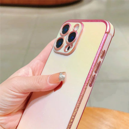 For iPhone 16 Pro Max Case Dazzling Design Electroplating Heart Pattern TPU Phone Cover