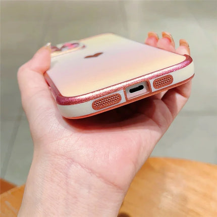 For iPhone 16 Pro Max Case Dazzling Design Electroplating Heart Pattern TPU Phone Cover