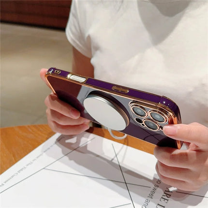 For iPhone 16 Pro Max Case Compatible with MagSafe Electroplating TPU Phone Cover