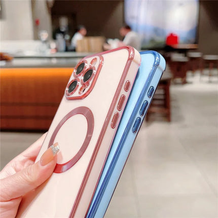 For iPhone 16 Pro Max Case Compatible with MagSafe Electroplating TPU Phone Cover