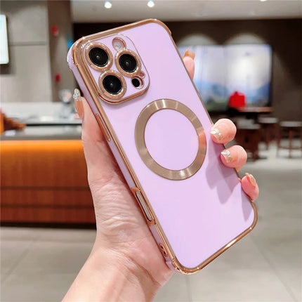 For iPhone 16 Pro Max Case Compatible with MagSafe Electroplating TPU Phone Cover - Purple