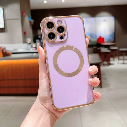 For iPhone 16 Pro Max Case Compatible with MagSafe Electroplating TPU Phone Cover