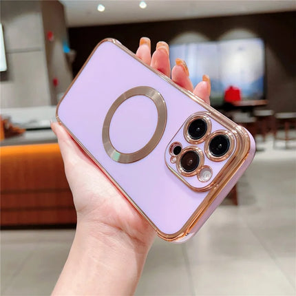 For iPhone 16 Pro Max Case Compatible with MagSafe Electroplating TPU Phone Cover