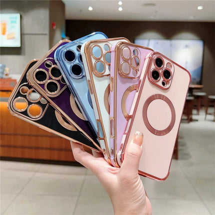 For iPhone 16 Pro Max Case Compatible with MagSafe Electroplating TPU Phone Cover