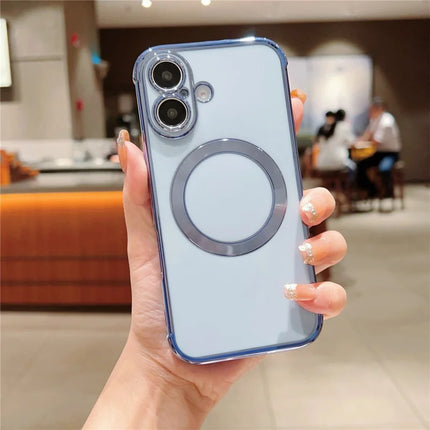 For iPhone 16 Case Compatible with MagSafe Electroplating TPU Phone Cover