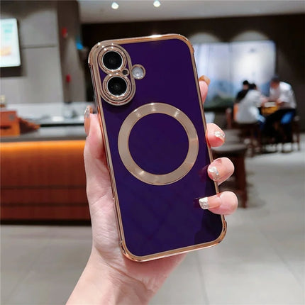 For iPhone 16 Plus Case Compatible with MagSafe Electroplating TPU Phone Cover