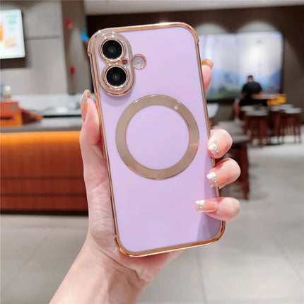 For iPhone 16 Plus Case Compatible with MagSafe Electroplating TPU Phone Cover