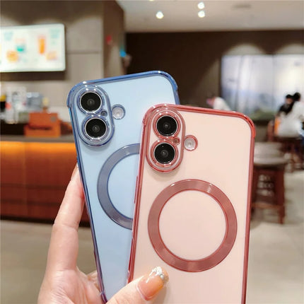 For iPhone 16 Plus Case Compatible with MagSafe Electroplating TPU Phone Cover
