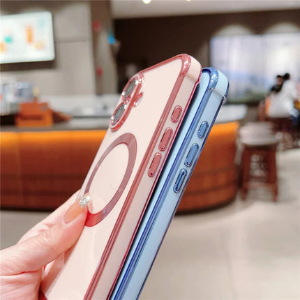 For iPhone 16 Plus Case Compatible with MagSafe Electroplating TPU Phone Cover