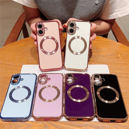 For iPhone 16 Plus Case Compatible with MagSafe Electroplating TPU Phone Cover