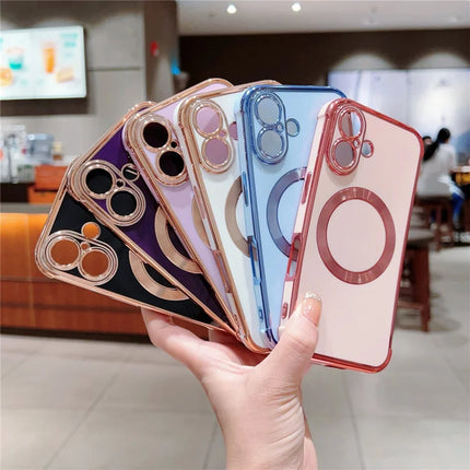 For iPhone 16 Plus Case Compatible with MagSafe Electroplating TPU Phone Cover