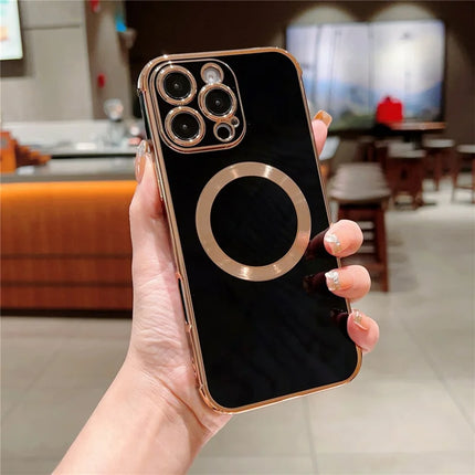 For iPhone 16 Pro Case Compatible with MagSafe Electroplating TPU Phone Cover