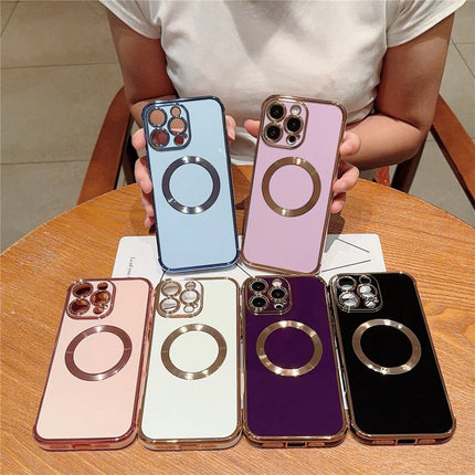 For iPhone 16 Pro Case Compatible with MagSafe Electroplating TPU Phone Cover