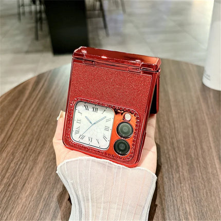 For Huawei nova Flip 5G Case Sparkling Glitter Ring Holder Hinge PC Phone Cover