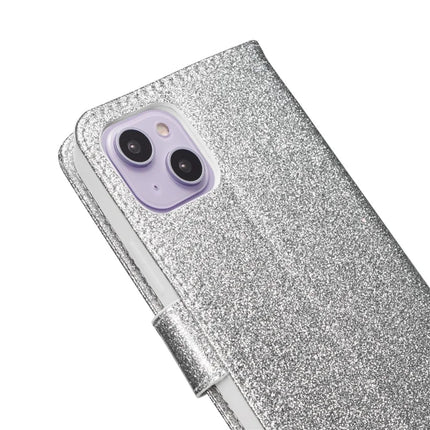 For iPhone 13 Glitter Leather Case with Metal Diamond Buttery Wallet Stand Cover