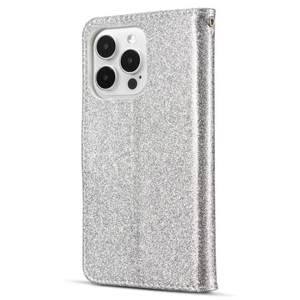 For iPhone 13 Pro Max Glitter Leather Case with Metal Diamond Buttery Wallet Stand Cover